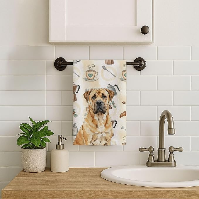 Caroline's Treasures Fawn Boerboel Coffee Bar Kitchen Towel Velour Plush Front - Image 7