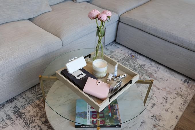 Sagala 16"x16" Ivory Shagreen Leather Serving Tray - Image 4