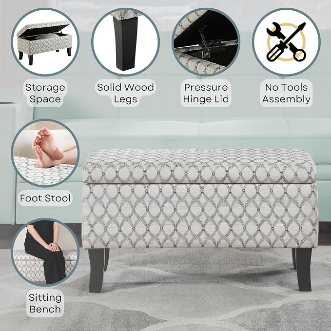 Convenience Concepts Designs4Comfort Winslow Storage Ottoman Bench 32" - Image 6