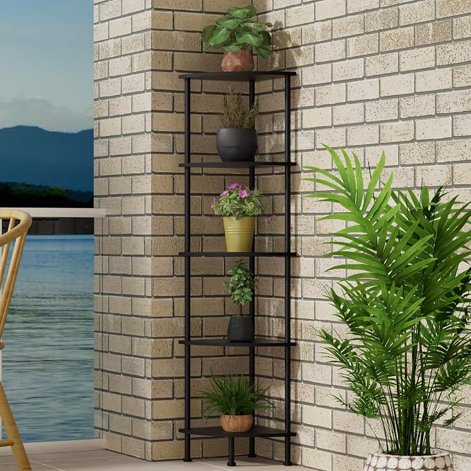 5-Tier Corner Shelf Stand, Tall Display Shelf, Plant Stand, Storage Standing - Image 8