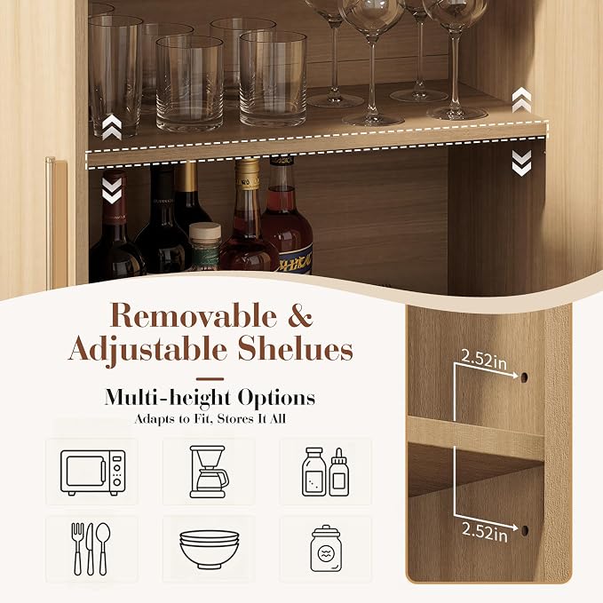 Set of 2 Curved Buffet Storage Cabinet - Image 8