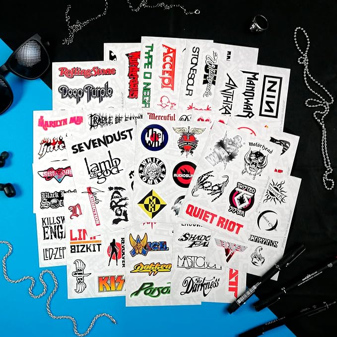 100Pcs Classic Rock Stickers, Rock and Roll Stickers, Rockabilly Band Decals - Image 3