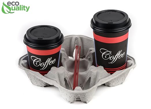 Pulp Fiber Cup Tray Biodegradable 4 Cup Carrier 10 Pack by EcoQuality - Image 6