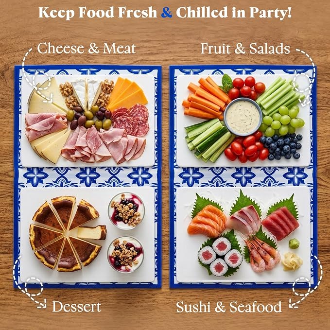 NWK Pack of 2 Cooling Mat for Food, Foldable Reusable Chilled Serving Trays for - Image 4