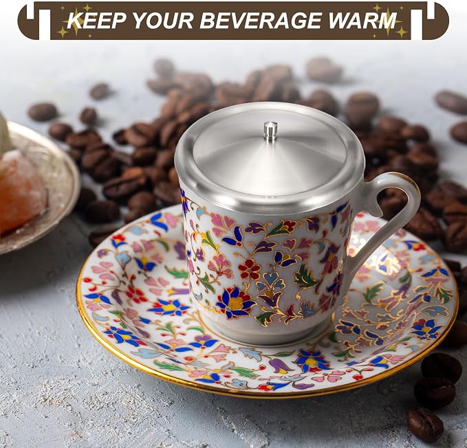 uxcell 2Pcs Stainless Steel Mug Cover, 3.7" Universal Cup Lid Dust Prevention - Image 5