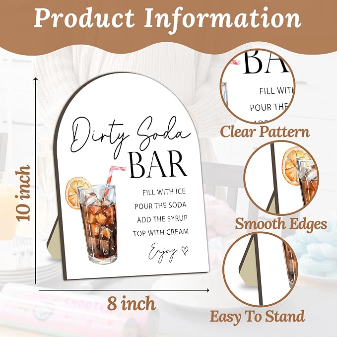 Soda Bar Wooden Tabletop Welcome Sign, Soda Bar Baby Shower Drink Station Sign - Image 2