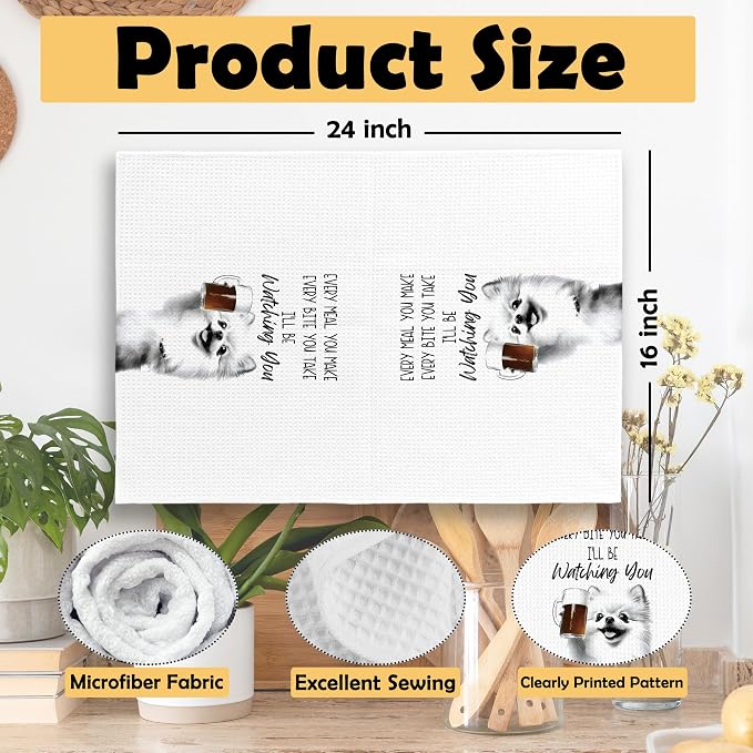 Pomeranian Kitchen Towels Set of 2, Dog Kitchen Accessories, Bar Decor - Image 6