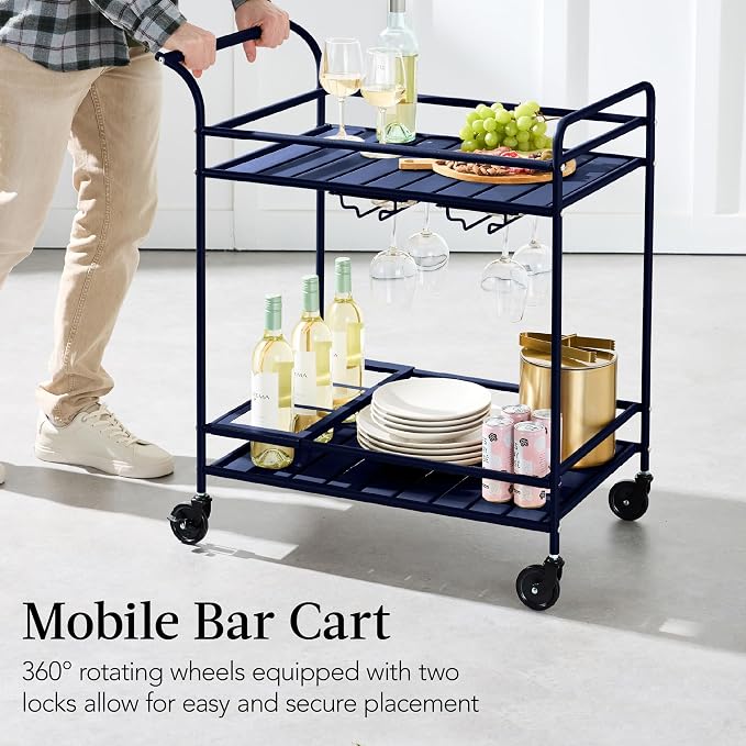 Best Choice Products Rolling Bar Cart, Mobile Home Bar Serving Cart, Serving - Image 5