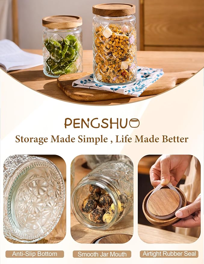 Vintage Glass Jar with Wood Lid - Image 3