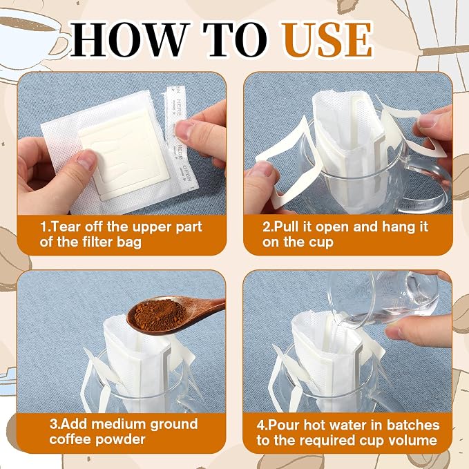 100 Pcs Portable Coffee Filter Paper Bag Hanging Ear Drip Coffee Bags Single - Image 4