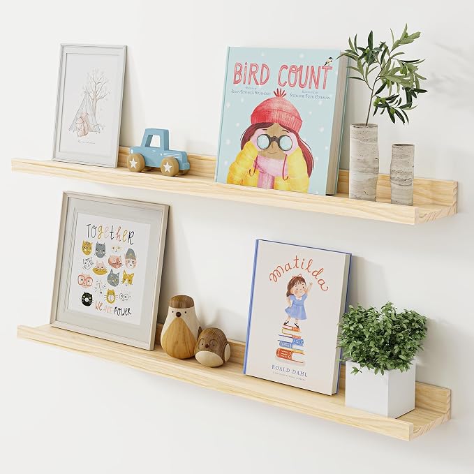 Floating Shelves for Wall, 36 inch Solid Wood Picture Ledge Shelf, Picture by Acovy