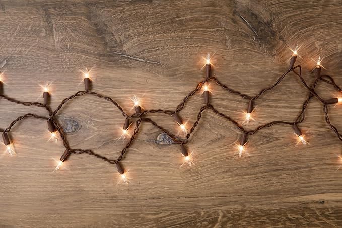 612 Vermont 20 Clear Mini Christmas String Lights on Brown Wire Cord, UL - Image 5