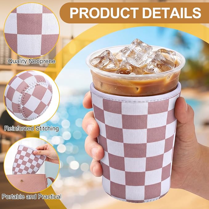 CHENGU 12 Pack Reusable Iced Coffee Sleeves Bulk Cold Cup Neoprene Insulated - Image 4