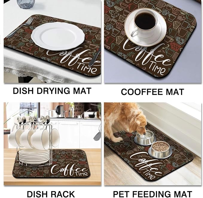 Coffee Mat - Absorbent Coffee Bar Drying Mat - Waterproof Protects Kitchen - - Image 4