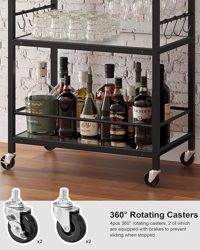 TUTOTAK Bar Cart, Home Bar Serving Cart - Image 5