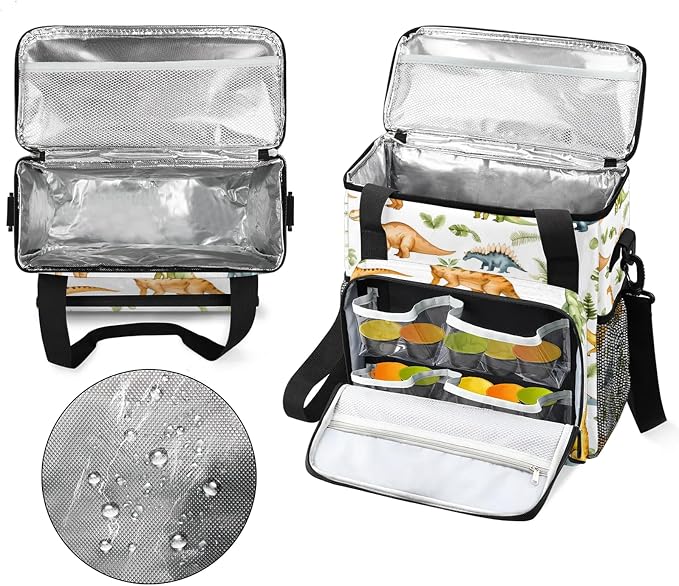 Dinosaur Cute Coffee Maker Carring Bag, Large Insulated Storage Organizer Case - Image 3