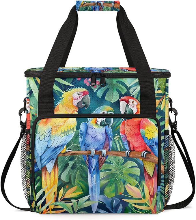 Parrot Tropical Palm Leaves Coffee Maker Carring Bag, Large Insulated Storage by Home