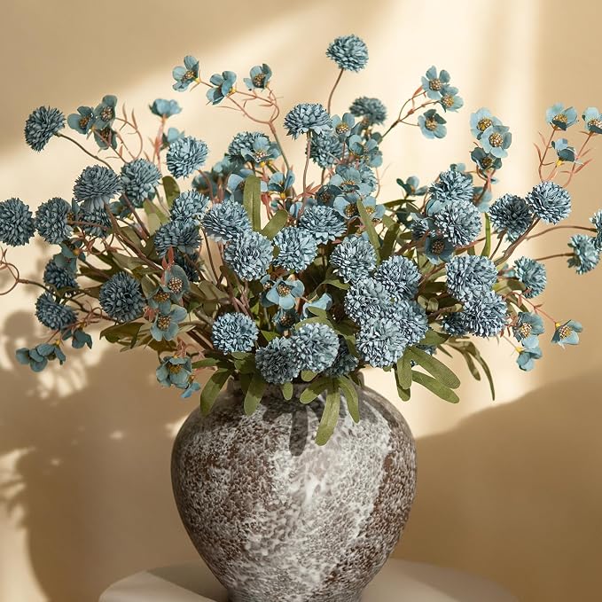 HyeFlora Fake Kiku Flowers, Faux Silk Pompon Mums Artificial Flowers, by HyeFloraartificialflowers