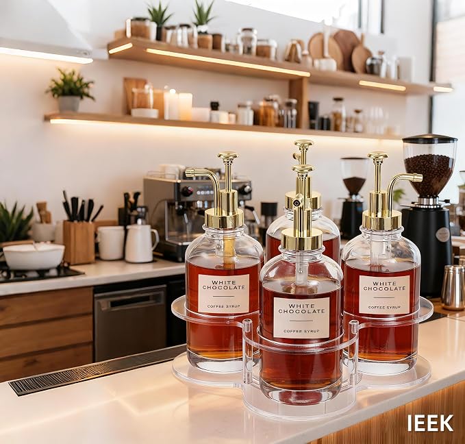 IEEK Rotating Coffee Syrup Organizer, Syrup Bottle Holder - Image 4