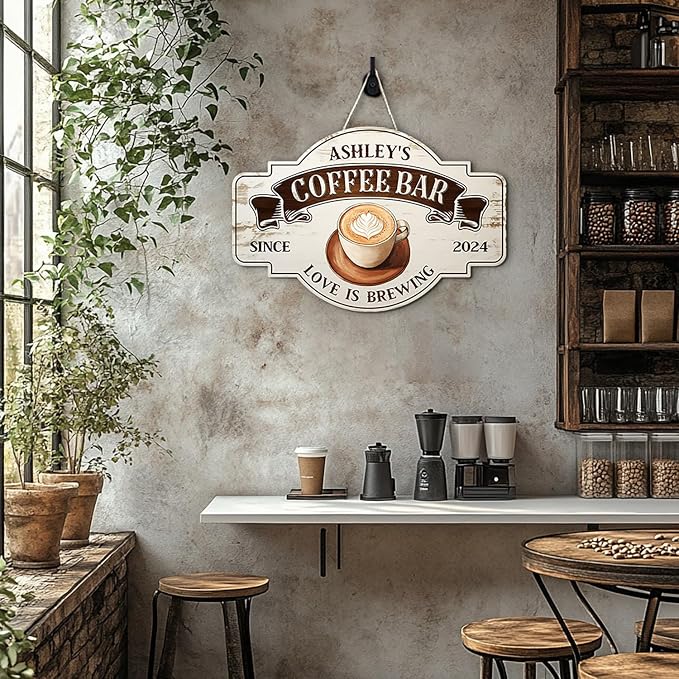 THUYPT Personalized Coffee Sign, Coffee Wooden Sign Plaque Wall Hanging Coffee - Image 7