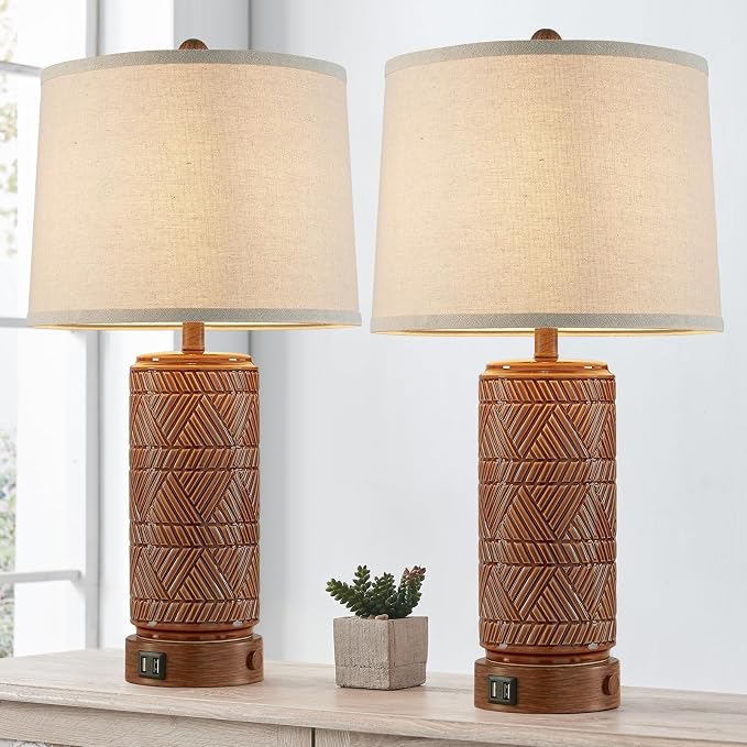 RORIA Set of 2 Vintage Touch Table Lamps - Image 7