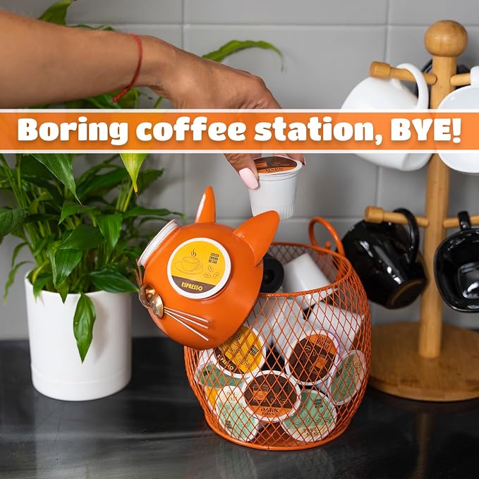 Made Easy Kit Cat Coffee Pod Holder Basket – Metal K-Cup Organizer - Image 2