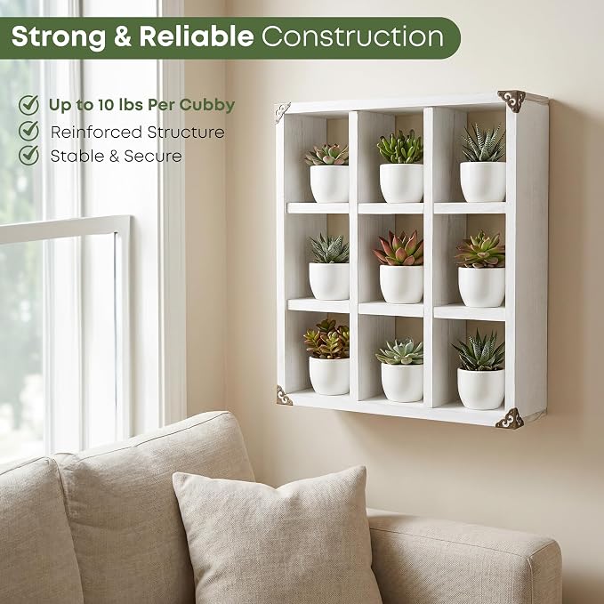 9 Slot Coffee Mug Display Rack - 17in Wall Mounted | Solid Wood - Image 6