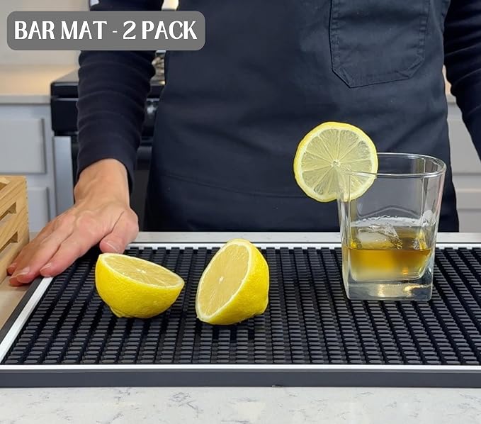 Bar Mat White Frame 18x12 in 2 Pack Silicone, Non-Slip Cocktail Mat - Image 5