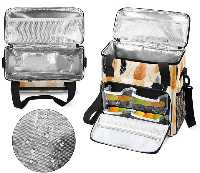 Ethnic Feathers Coffee Maker Carring Bag, Large Insulated Storage Organizer - Image 3