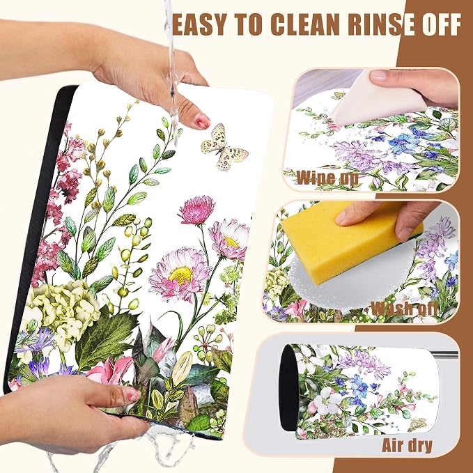 Watercolor Flower and Butterfly Dish Drying Mat - Image 5