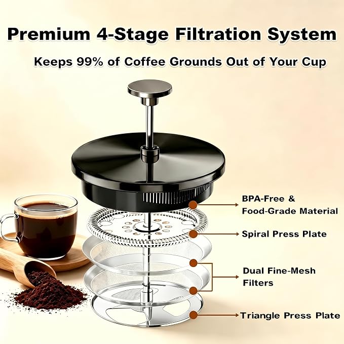 QUQIYSO French Press Coffee Maker, Large Coffee Press - Image 3