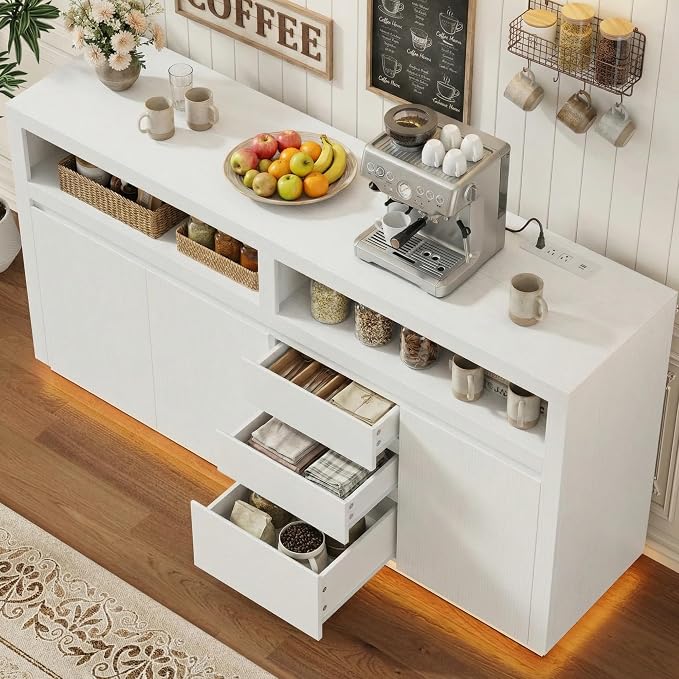 FOTOSOK 63" Sideboard Buffet Cabinet - Image 8
