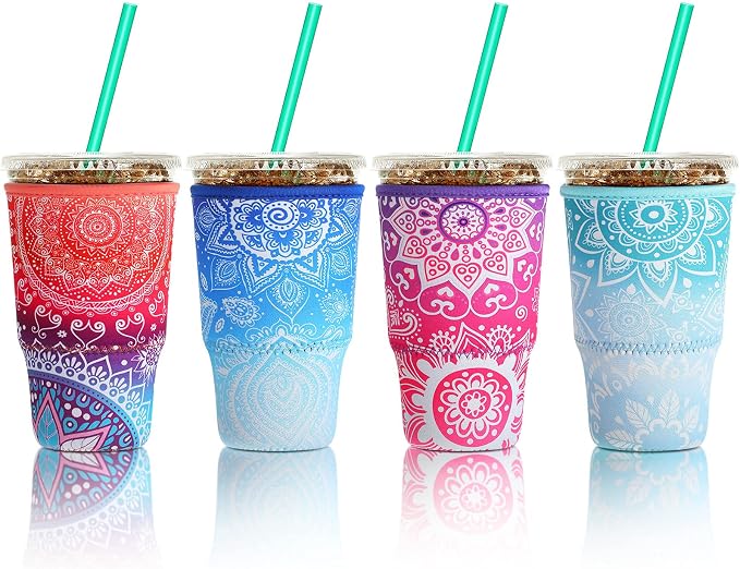 Patelai 4 Pieces Reusable Iced Coffee Sleeve Cup Insulator by Patelai