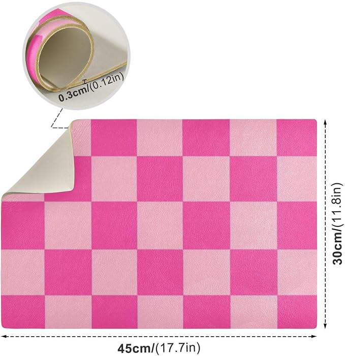 Hot Pink Checkerd05 Coffee Mat Coffee Bar Maker Station Pot Spill Machine Pad - Image 2