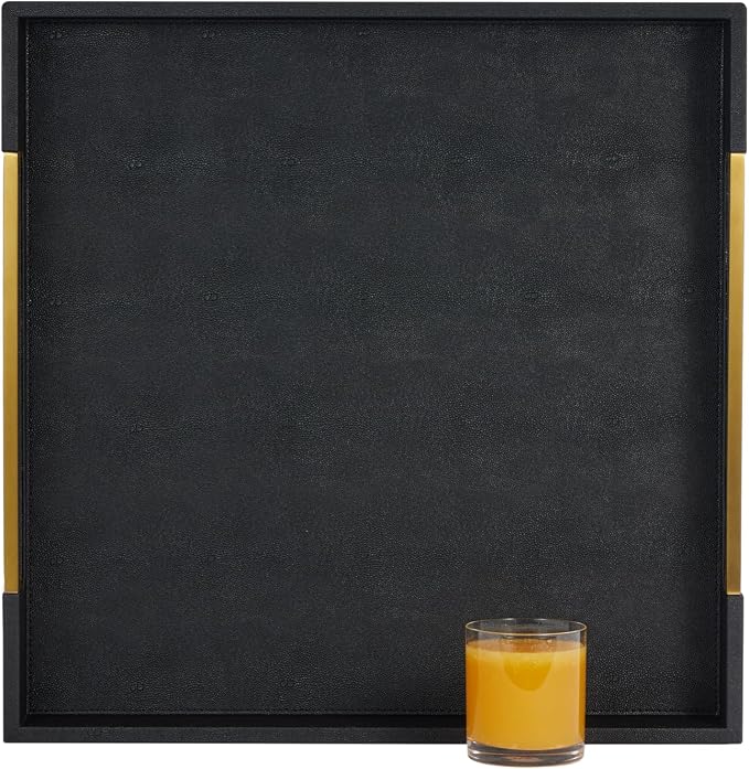 Extra Large Black Shagreen Leather Ottoman Tray - Image 7