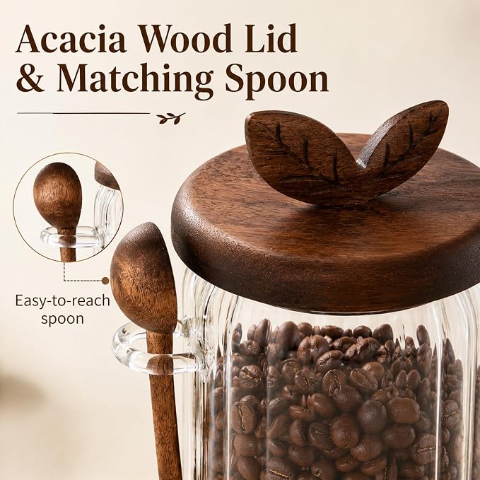 Airtight Coffee Canister, Acacia Coffee Grounds Container - Image 4