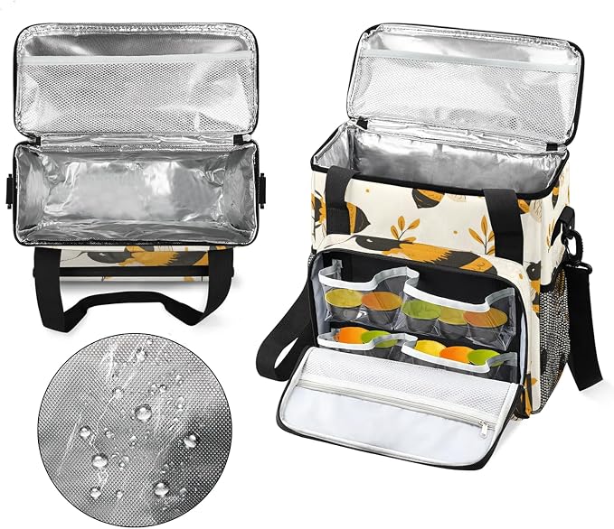 Honey Bee Coffee Maker Carring Bag, Large Insulated Storage Organizer Case Tote - Image 3