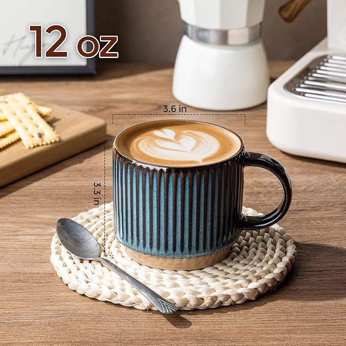 GBhome 12 OZ Stackable Coffee Mugs, Ceramic Coffee Mugs - Image 3