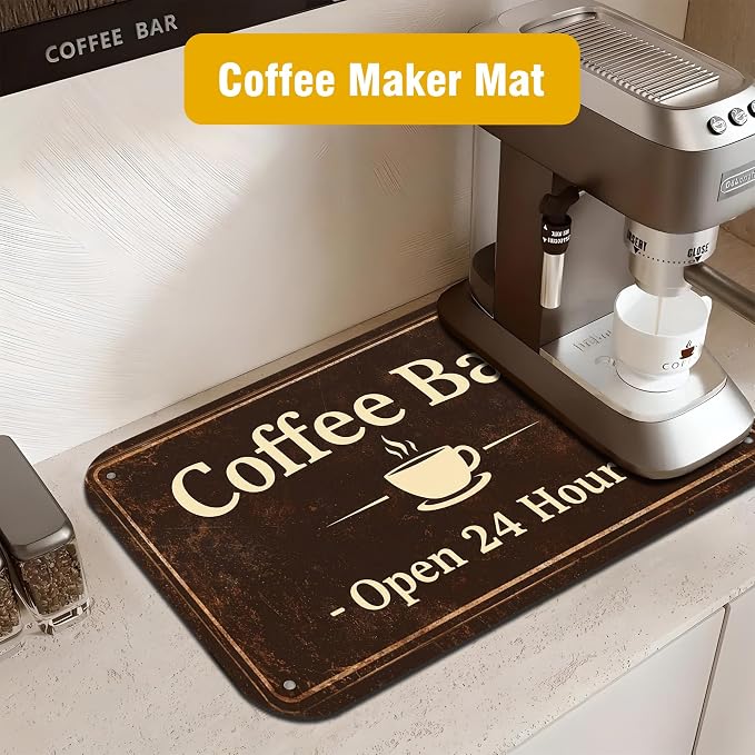 Vintage Coffee Bar Coffee Drying Mat 12" x 19", Absorbent Quick-Dry Mat - Image 9
