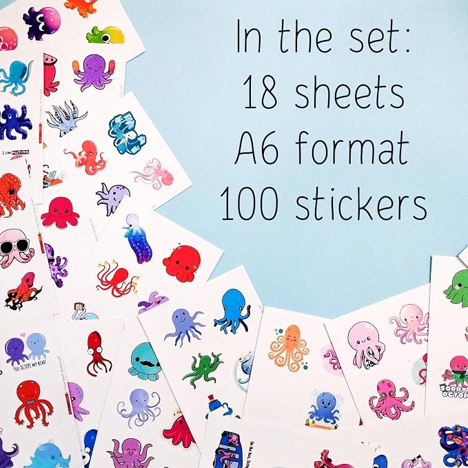 100Pcs Octopus Stickers for Water Bottle and Laptop - Image 2