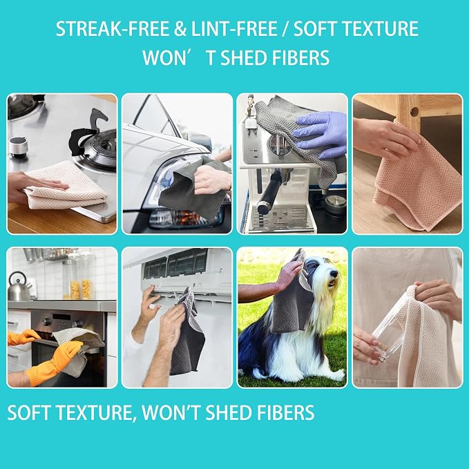 Microfiber Cleaning Cloths, Highly Absorbent Corn Grain Towels, Extra Thick - Image 6