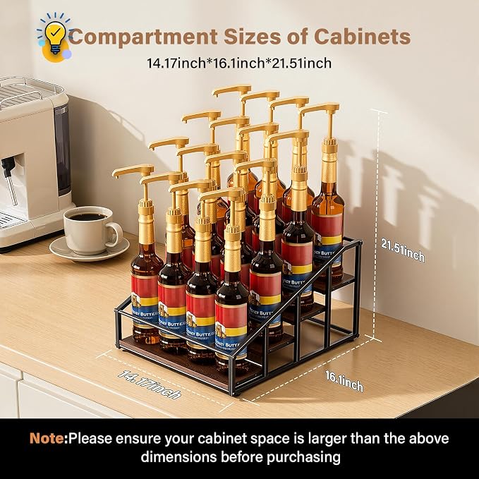kimilus Coffee Syrup Organizer Rack, Liquor Bottle Display Shelf, 4 Tier 16 - Image 3