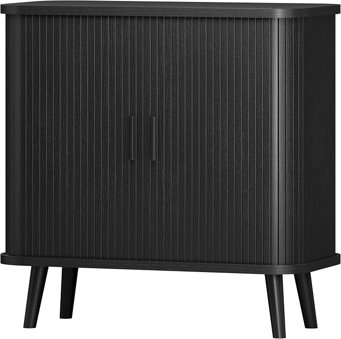 Sideboard Buffet Cabinet with Sliding Door, 31.5" Wide Fluted Modern Accent - Image 8