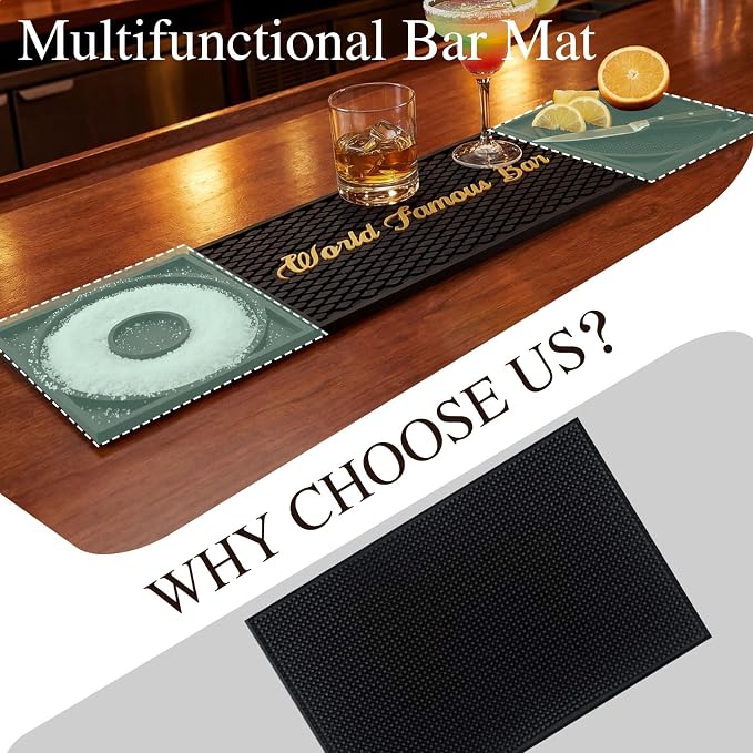 Bar Mat 3-in-1 Non-Slip Bartender Mat, Bar Accessories Countertop Mat 24 x 6 - Image 4