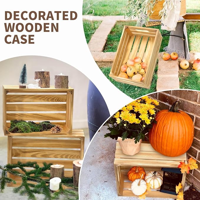 Wooden Crates for Display Large Rustic Nesting Wooden Basket - Image 6
