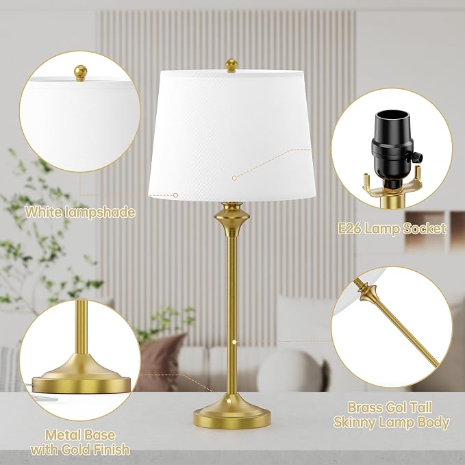 Maxax Brass Gold Table Lamps Set of 2 - Image 2