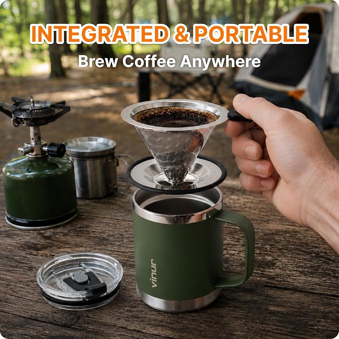 VINUR Stainless Steel Pour Over Coffee Maker, 12 oz Insulated Coffee Maker - Image 7