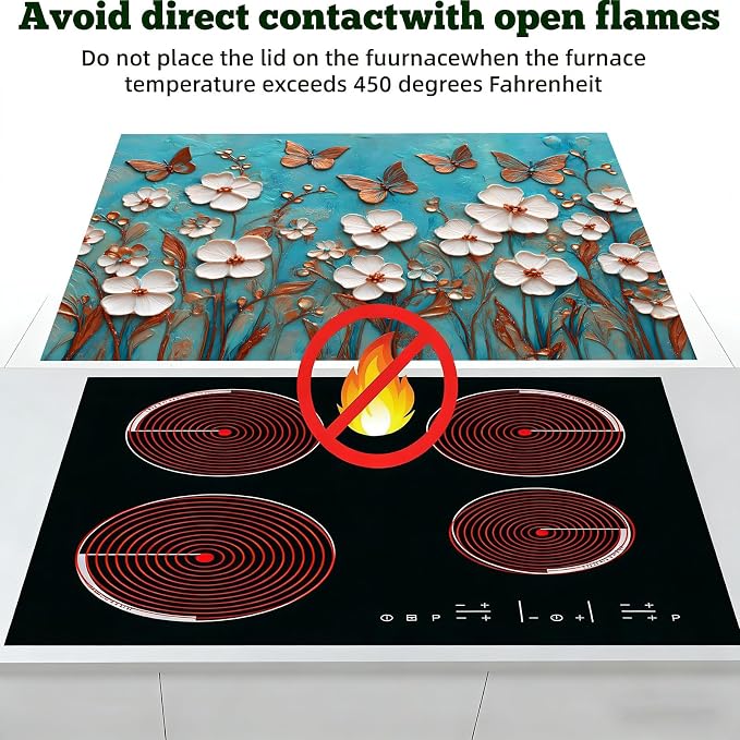 Turquoise Butterfly Floral Stove Top Cover 28.3 x 20.5 Inches, Heat Resistant - Image 3