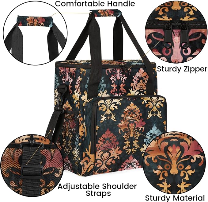 Damask Floral Boho Paisley Coffee Maker Carring Bag, Large Insulated Storage - Image 6