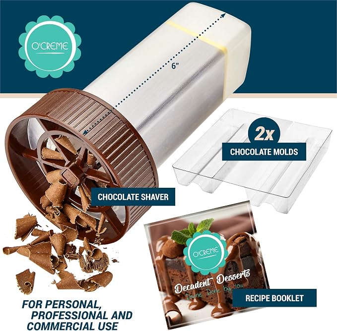 O'Creme - Chocolate Shaver - Rotary Hand Held Grater and Slicer Device to Make - Image 3